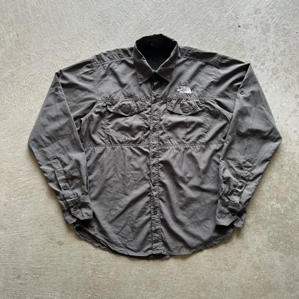 Vintage The North Face Summit Series Button Up Shirt Size‎ Medium Forrest Green